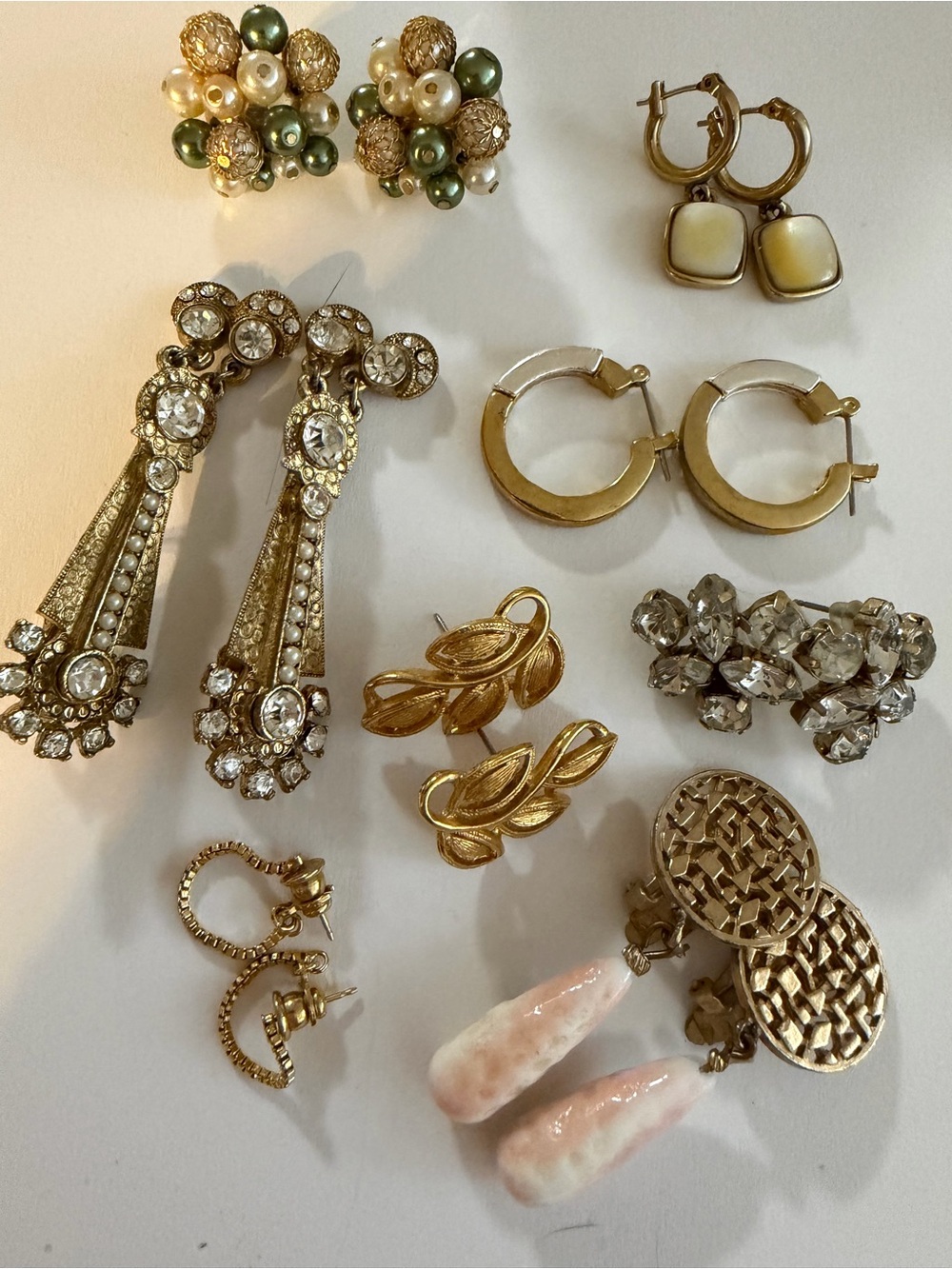 Vintage 8 Pair Lot Signed Monet Richelieu Hobe Napier Trifari Judy Lee Earrings